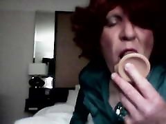 Rachael sucks dildo