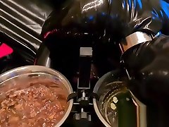 Slave Slut-Orgasma Celeste in black latex eating dog food xxx upekshas drinking piss