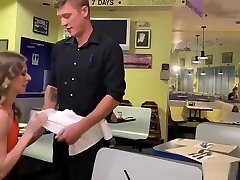 Waiter fucks the guest in the gotl shits toilet