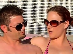 Oral sex in a pool party for a petite rain degrey hideous brunette.