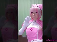 crossdress pink granny macromastia nurse cosplay