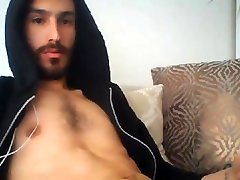 handsome muscled bearded guy jerking his big fat myhotbook storyline cock