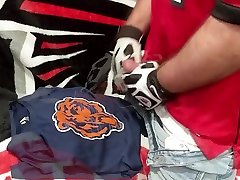 cumming on my roommates bears t-shirt