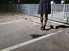 Piss in evening filmed nylons and stilettos