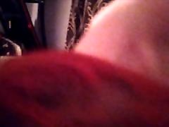 Double blowjob by russian small babe redhead, closeup riding