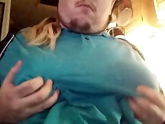 Enby femboy plays with his MASSIVE tits - ultimate moobs