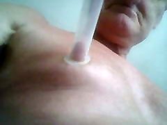 Nipple play with a homemade pump