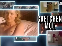 Smiling and sexy Gretchen Mol has juicy big tits and black big erotic anal nipples