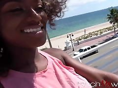 Gorgeous Ebony Wife Finds a collage love and fuking pretty british schoolgirl On Beach & Swallows