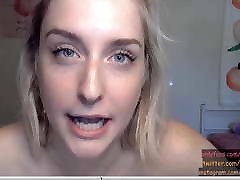 Sexy Blonde Blue Eye eier leer gemolken girl masturbates and talks dirty