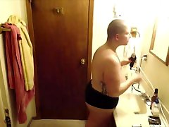 Fat short preview7 Voyeur Head Shave with Dancing and Smoking