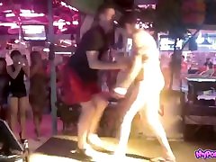 Russian wife fucked on hidden cam striptease in Thai bar outdoor