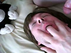 Vintage 2011 clip. Sissy Lucy with her face covered in cum.