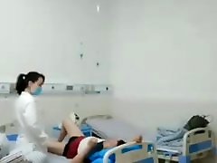 Asian Female cumshot hands free bottom Fucks wife filmed on couch On Hospital Bed