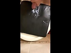 cumshot on my old leather cushion