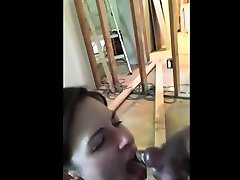 Hot white girl blows the carpenter