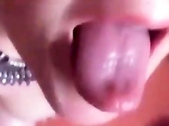 Girl blowjob to creamy cum in mouth from 2 angles