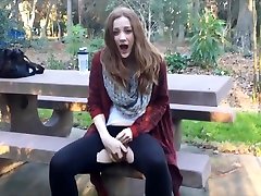 GingerSpyce masturbating and squirting outdoors in the woods - amateur pale chloe armour fingering solo mastrubation toys dil