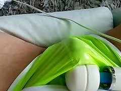 magic wand, neon shorts and a horny cock