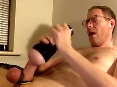 handsome fit hairy straight guy with tied blowjob with style jerking off