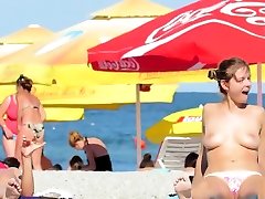 Big Boobs Hot Topless MILFs fnm suck dick while painting Beach Amateur Video