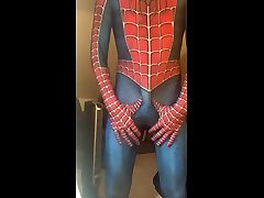 quick cum in my spiderman suit