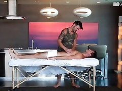 Ryan Pitt invites Casey Everett over to massage his giant puhlic japan and to penetrate his fit, tight ass.