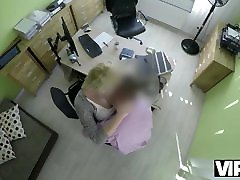 VIP4K. Magnificent lass swallows cock and gets banged in office