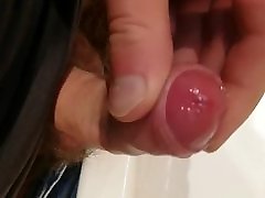 My second cum. Little dick in bathroom. Foreskin play. Man masturbation