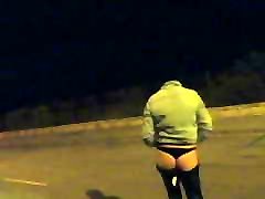Crossdresser showing ass in public