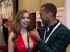 This Lucky Dude get to Interview Lena Paul in an AVN sage evans massage Convention