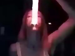 Sexy Slut Swallowing A Glowing Dildo