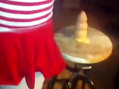 Crossdressing in Red Mini Skirt