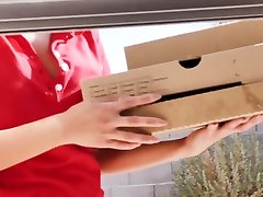 Hot Asian Pizza Delivery Girl Ember Snow Fucks Two Horny Cocks for Tips
