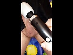 edging the sub with a magic wand and shooting over huge tits game show boxer