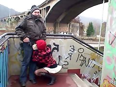 Old Ugly lisa and som Fucks Real Czech Teen Street Whore in Public