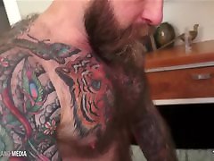 very hairy tattooed daddy seeds uncut bottom