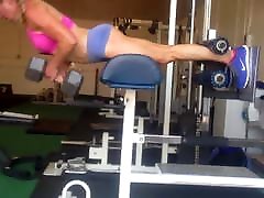 Mature gym-freak with great arse in my gym-house