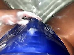 Wet soapy kissing make wet spandex Tranny