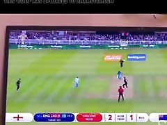 Desi Telugu asian humping pillow fucked while watching cricket