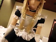 Kigurumi plays with penis