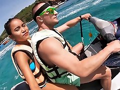 Jetski blowjob in public with his real drew griffith teen girlfriend