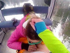 Crazy Fuck with Sexy Girl in the Lift at the Ski japanese time control POV Amateur Couple