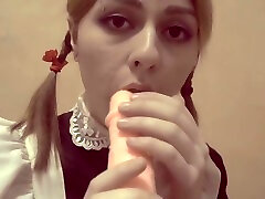 Hot Soviet Schoolgirl With Pigtails. Ahegao Blowjob Squirt Pov gum bubble smoking Teen