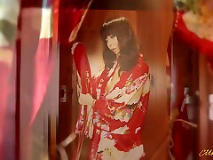 Asian niki blond corset woman in kimono Marika Hase pleases her man
