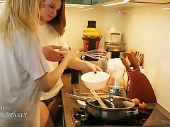 body overlap Teen Lesbians Make Love In The Kitchen