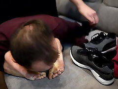 Pushed To Smell Megans Sneakers, Socks And Feet After Gym footdom, Femdom
