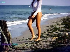 Sensual Jane And Sandra Romain In Big Tits Brunette Fingering At The Beach