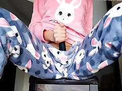 Schoolgirl In Pajamas Plays With Black Vibrator 8 Min