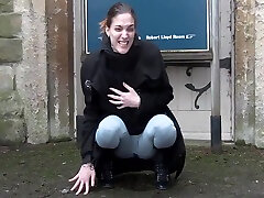 Horny foot fetish red Pisses In Leggings And Shows Her Tits In Public 24 Min